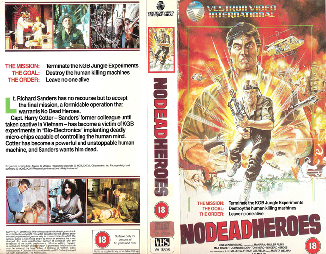 NO DEAD HEROES VESTRON VHS COVER, VHS COVERS