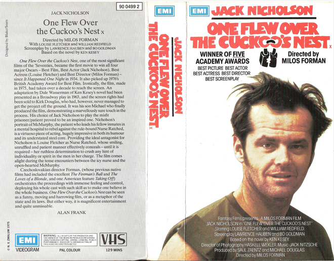 ONE FLEW OVER THE CUCKOOS NEST, VESTRON VIDEO INTERNATIONAL, BIG BOX, HORROR, ACTION EXPLOITATION, ACTION, HORROR, SCI-FI, MUSIC, THRILLER, SEX COMEDY, DRAMA, SEXPLOITATION, VHS COVER, VHS COVERS, DVD COVER, DVD COVERS