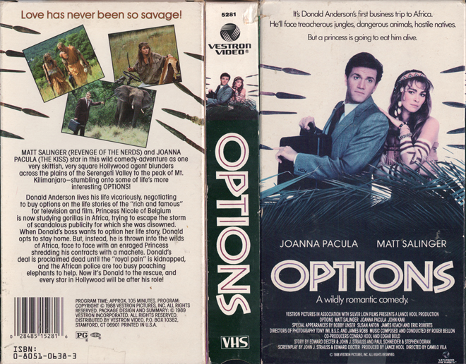 OPTIONS JOANNA PACULA MATT SALINGER VHS COVER, VHS COVERS