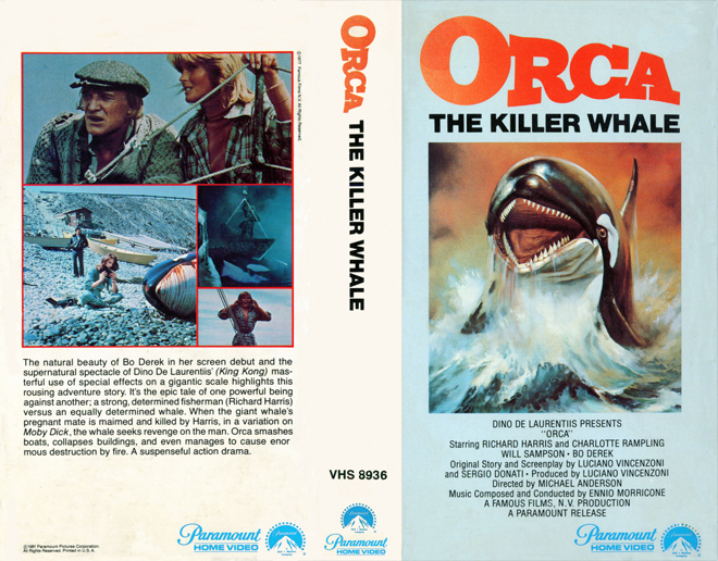 ORCA THE KILLER WHALE VHS COVER