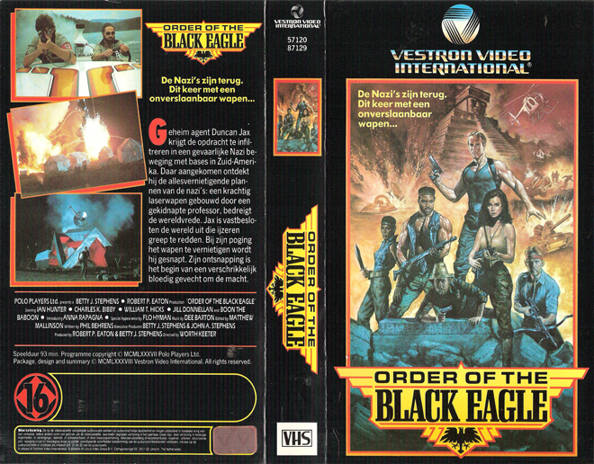 ORDER OF THE BLACK EAGLE VESTRON VIDEO INTERNATIONAL VHS COVER