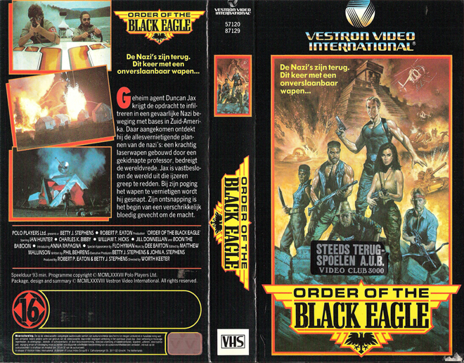 ORDER OF THE BLACK EAGLE VHS COVER, VHS COVERS