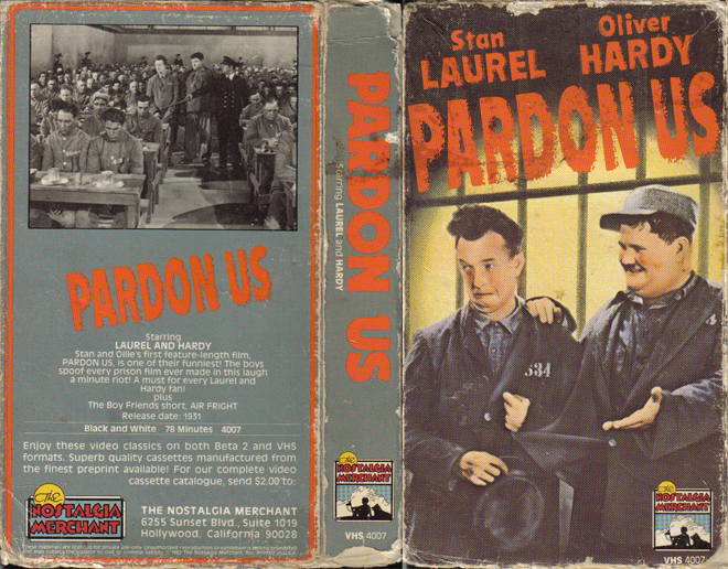 PARDON US, LAUREL AND HARDY, VHS COVERS, VHS COVER 