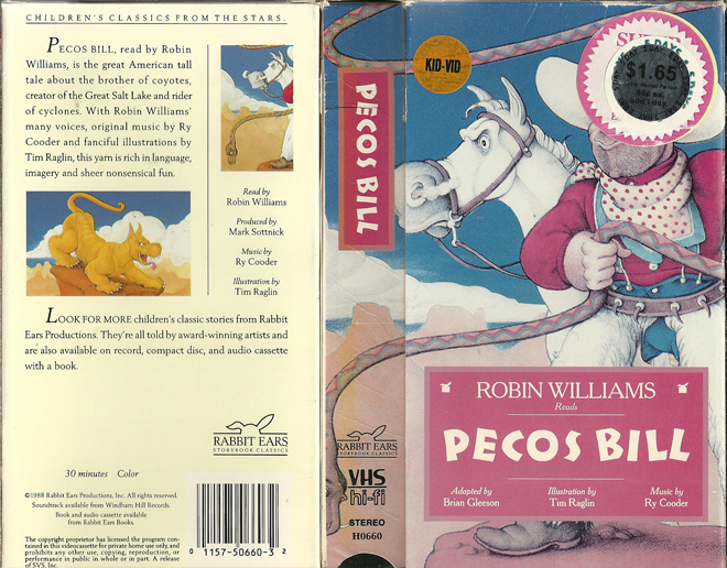 PECOS BILL ROBIN WILLIAMS VHS COVER