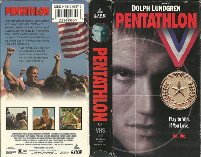PENTATHLON DOLPH LUNDGREN VHS COVER, VHS COVERS