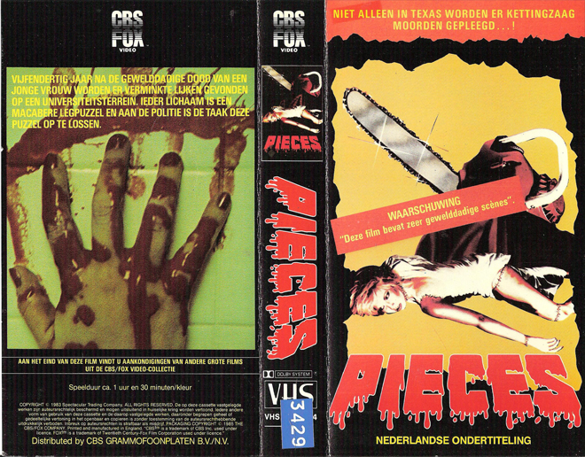 PIECES CBS FOX VIDEO VHS COVER, VHS COVERS
