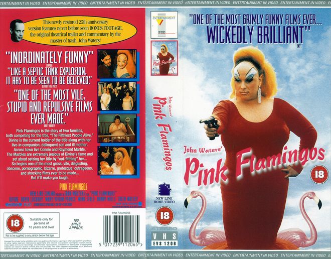 PINK FLAMINGOS, JOHN WATERS, DIVINE, AUSTRALIAN, VHS COVER, VHS COVERS