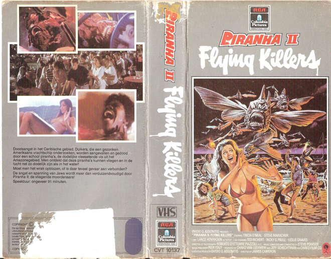 PIRANHA 2 : FLYING KILLERS, BIG BOX, HORROR, ACTION EXPLOITATION, ACTION, HORROR, SCI-FI, MUSIC, THRILLER, SEX COMEDY,  DRAMA, SEXPLOITATION, VHS COVER, VHS COVERS, DVD COVER, DVD COVERS
