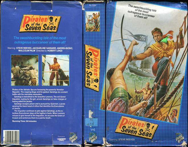 PIRATES OF THE SEVEN SEAS, VIDEO GEMS, ACTION VHS COVER, HORROR VHS COVER, BLAXPLOITATION VHS COVER, HORROR VHS COVER, ACTION EXPLOITATION VHS COVER, SCI-FI VHS COVER, MUSIC VHS COVER, SEX COMEDY VHS COVER, DRAMA VHS COVER, SEXPLOITATION VHS COVER, BIG BOX VHS COVER, CLAMSHELL VHS COVER, VHS COVER, VHS COVERS, DVD COVER, DVD COVERS