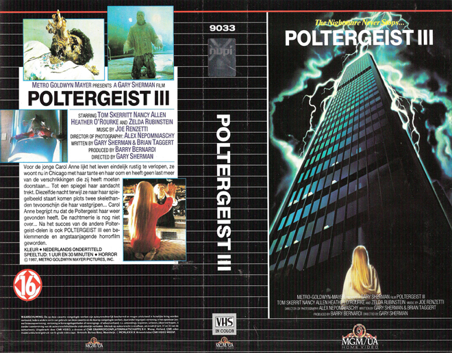 POLTERGEIST 3 VHS COVER, VHS COVERS