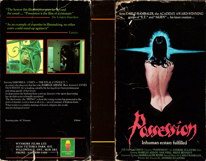 POSSESSION INHUMAN ECSTASY FULFILLED VHS COVER