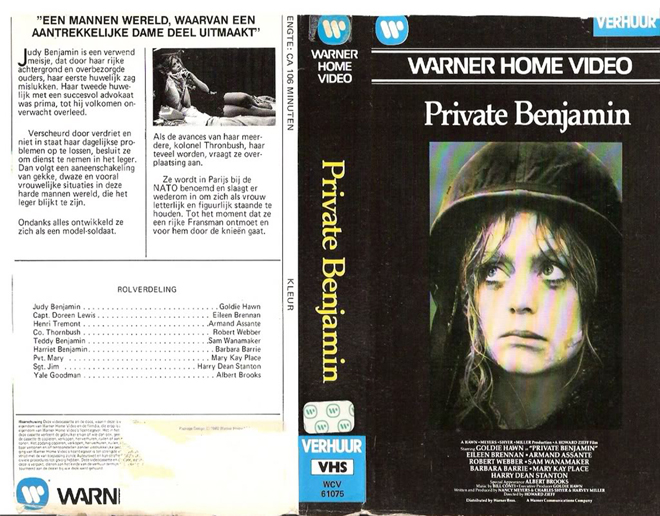 PRIVATE BENJAMIN, ACTION VHS COVER, HORROR VHS COVER, BLAXPLOITATION VHS COVER, HORROR VHS COVER, ACTION EXPLOITATION VHS COVER, SCI-FI VHS COVER, MUSIC VHS COVER, SEX COMEDY VHS COVER, DRAMA VHS COVER, SEXPLOITATION VHS COVER, BIG BOX VHS COVER, CLAMSHELL VHS COVER, VHS COVER, VHS COVERS, DVD COVER, DVD COVERS