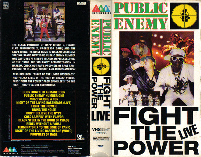 PUBLIC ENEMY FIGHT THE POWER LIVE, VHS COVERS, VHS COVER 