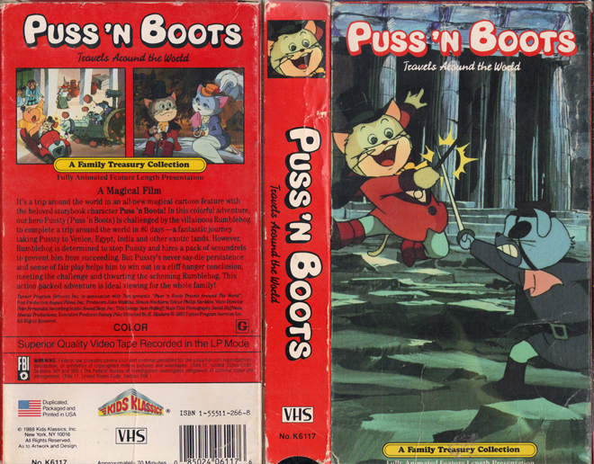 PUSS 'N BOOTS TRAVELS AROUND THE WORLD VHS COVER