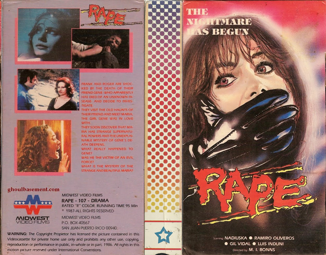 RAPE MIDWEST VIDEO FILMS VHS COVER