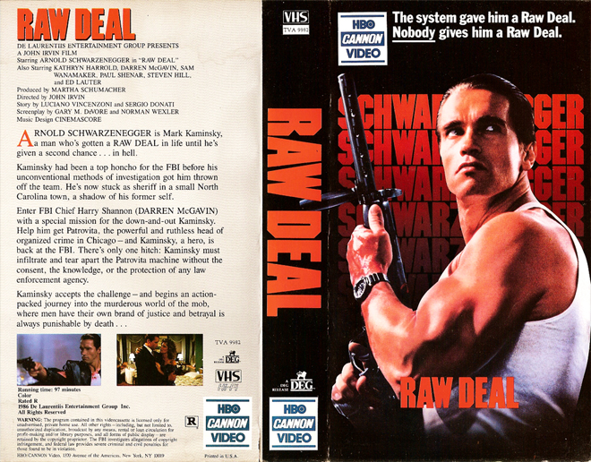 RAW DEAL VHS COVER, VHS COVERS