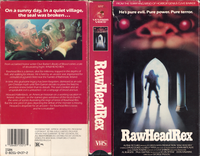 RAW HEAD REX, HORROR VHS, ACTION EXPLOITATION VHS, ACTION VHS, HORROR, SCI-FI VHS, MUSIC VHS, THRILLER VHS, SEX COMEDY VHS, DRAMA VHS, SEXPLOITATION VHS, BIG BOX VHS, CLAMSHELL VHS, VHS COVER, VHS COVERS, DVD COVER, DVD COVERS