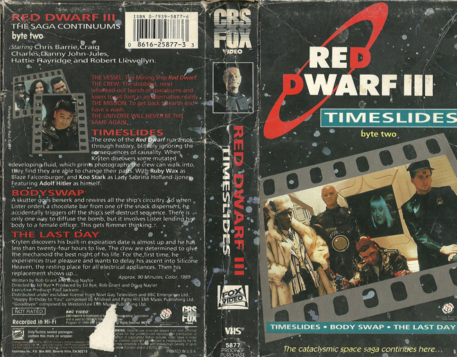RED DWARF 3 : TIMESLIDES VHS COVER