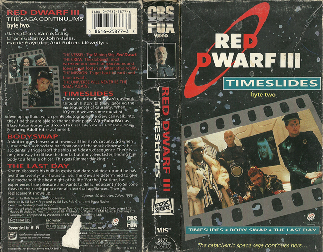 RED DWARF III : TIMESLIDES VHS COVER, VHS COVERS