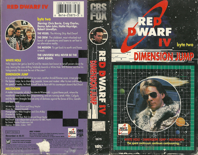 RED DWARF IV DIMENSION JUMP BYTE TWO WHITE HOLE VHS COVER