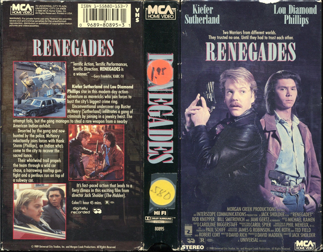 RENEGADES, ACTION VHS COVER, HORROR VHS COVER, BLAXPLOITATION VHS COVER, HORROR VHS COVER, ACTION EXPLOITATION VHS COVER, SCI-FI VHS COVER, MUSIC VHS COVER, SEX COMEDY VHS COVER, DRAMA VHS COVER, SEXPLOITATION VHS COVER, BIG BOX VHS COVER, CLAMSHELL VHS COVER, VHS COVER, VHS COVERS, DVD COVER, DVD COVERS