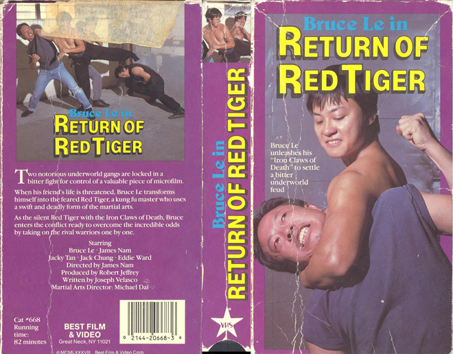 RETURN OF RED TIGER BRUCE LE VHS COVER