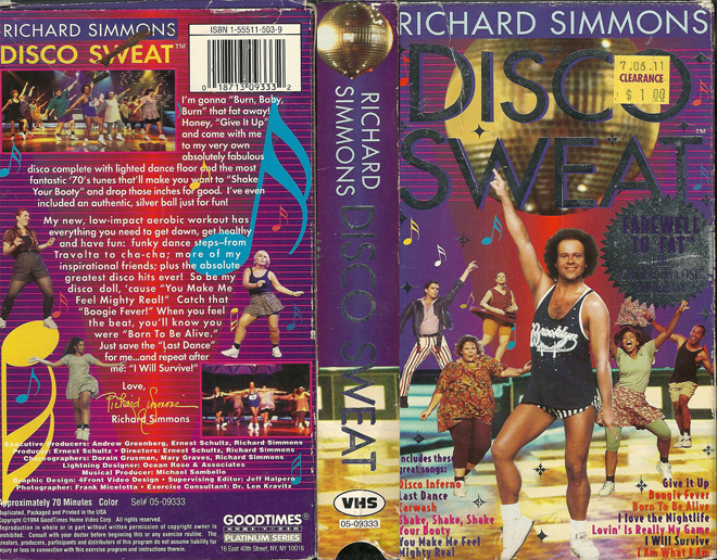 RICHARD SIMONS DISCO SWEAT VHS COVER, VHS COVERS