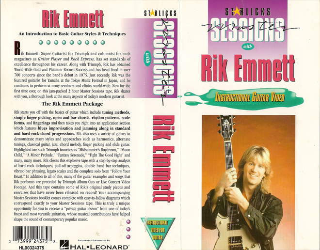 RIK EMMETT : INSTRUCTIONAL GUITAR VIDEO VHS COVER