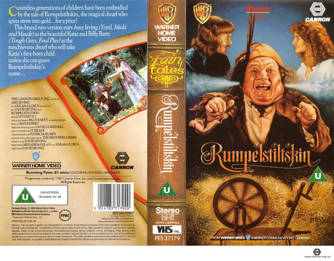RUMPELSTILSKIN CANNON, HORROR, ACTION EXPLOITATION, ACTION, HORROR, SCI-FI, MUSIC, THRILLER, SEX COMEDY,  DRAMA, SEXPLOITATION, VHS COVER, VHS COVERS, DVD COVER, DVD COVERS