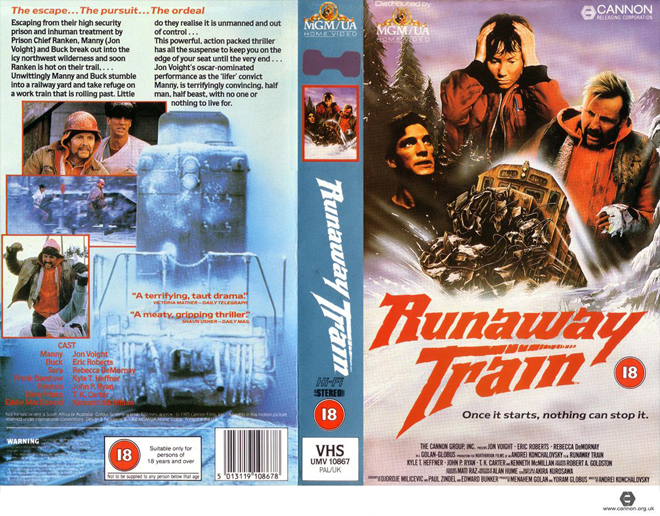 RUNAWAY TRAIN COVER, ACTION VHS COVER, HORROR VHS COVER, BLAXPLOITATION VHS COVER, HORROR VHS COVER, ACTION EXPLOITATION VHS COVER, SCI-FI VHS COVER, MUSIC VHS COVER, SEX COMEDY VHS COVER, DRAMA VHS COVER, SEXPLOITATION VHS COVER, BIG BOX VHS COVER, CLAMSHELL VHS COVER, VHS COVER, VHS COVERS, DVD COVER, DVD COVERS