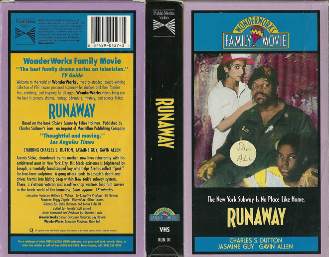 RUNAWAY WONDERWORKS FAMILY MOVIE VHS COVER