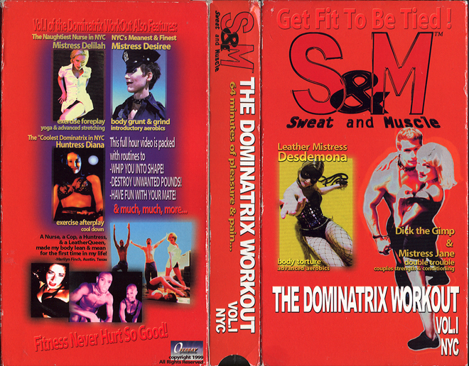 S&M THE DOMINATRIX WORKOUT, ACTION VHS COVER, HORROR VHS COVER, BLAXPLOITATION VHS COVER, HORROR VHS COVER, ACTION EXPLOITATION VHS COVER, SCI-FI VHS COVER, MUSIC VHS COVER, SEX COMEDY VHS COVER, DRAMA VHS COVER, SEXPLOITATION VHS COVER, BIG BOX VHS COVER, CLAMSHELL VHS COVER, VHS COVER, VHS COVERS, DVD COVER, DVD COVERS
