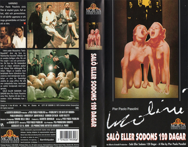 SALO ELLER SODOMS 120 DAGAR, HORROR, ACTION EXPLOITATION, ACTION, ACTIONXPLOITATION, SCI-FI, MUSIC, THRILLER, SEX COMEDY,  DRAMA, SEXPLOITATION, VHS COVER, VHS COVERS, DVD COVER, DVD COVERS