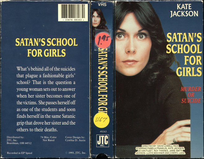 SATANS SCHOOL FOR GIRLS, ACTION VHS COVER, HORROR VHS COVER, BLAXPLOITATION VHS COVER, HORROR VHS COVER, ACTION EXPLOITATION VHS COVER, SCI-FI VHS COVER, MUSIC VHS COVER, SEX COMEDY VHS COVER, DRAMA VHS COVER, SEXPLOITATION VHS COVER, BIG BOX VHS COVER, CLAMSHELL VHS COVER, VHS COVER, VHS COVERS, DVD COVER, DVD COVERS