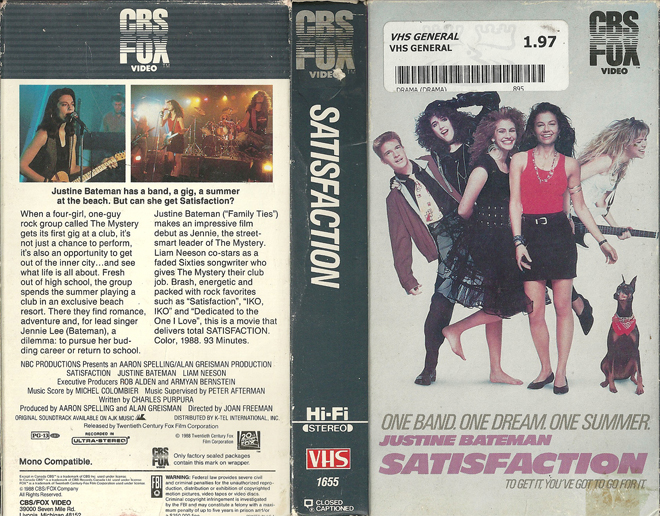 SATISFACTION JUSTINE BATEMAN VHS COVER