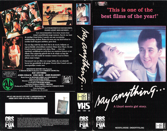 SAY ANYTHING VHS COVER