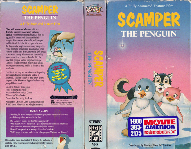 SCAMPER THE PENQUIN VHS COVER, VHS COVERS