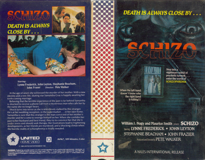 SCHIZO UNITED HOME VIDEO VHS COVER