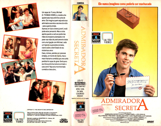 SECRET ADMIRER, BRAZIL VHS, BRAZILIAN VHS, ACTION VHS COVER, HORROR VHS COVER, BLAXPLOITATION VHS COVER, HORROR VHS COVER, ACTION EXPLOITATION VHS COVER, SCI-FI VHS COVER, MUSIC VHS COVER, SEX COMEDY VHS COVER, DRAMA VHS COVER, SEXPLOITATION VHS COVER, BIG BOX VHS COVER, CLAMSHELL VHS COVER, VHS COVER, VHS COVERS, DVD COVER, DVD COVERS