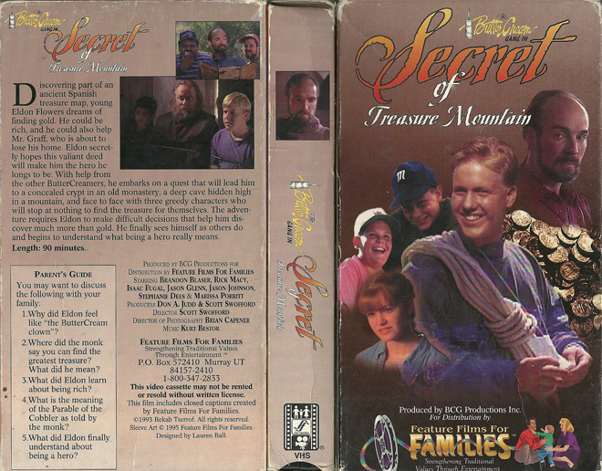 SECRET OF TREASURE MOUNTAIN THE BUTTERCREAM GANG FAMILY MOVIE VHS COVER