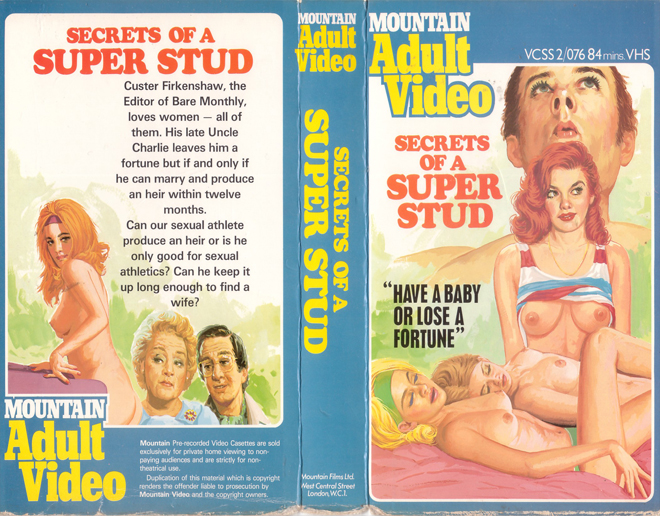 SECRETS OF A SUPER STUD MOUNTAIN ADULT VIDEO VHS COVER