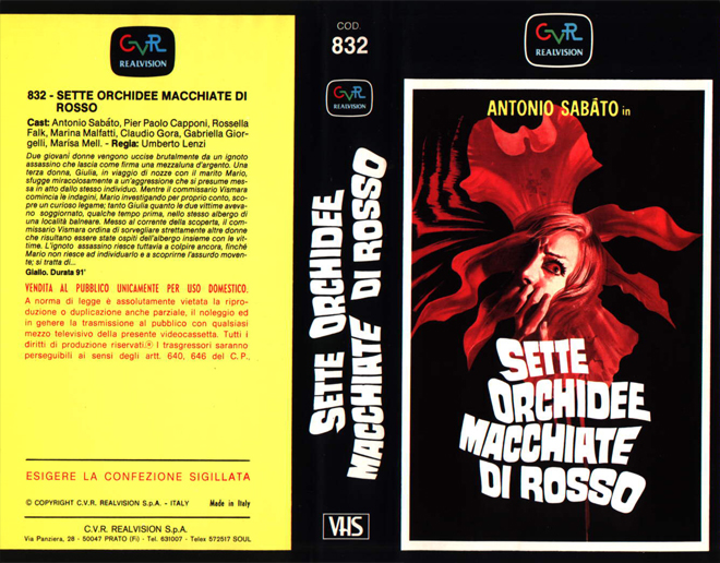 SETTE ORCHIDEE MACCHIATE DI ROSSO COVER, ACTION VHS COVER, HORROR VHS COVER, BLAXPLOITATION VHS COVER, HORROR VHS COVER, ACTION EXPLOITATION VHS COVER, SCI-FI VHS COVER, MUSIC VHS COVER, SEX COMEDY VHS COVER, DRAMA VHS COVER, SEXPLOITATION VHS COVER, BIG BOX VHS COVER, CLAMSHELL VHS COVER, VHS COVER, VHS COVERS, DVD COVER, DVD COVERS