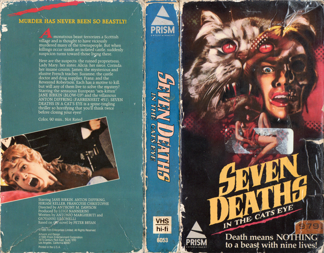 SEVEN DEATHS IN THE CATS EYE PRISM ENTERTAINMENT VHS COVER, VHS COVERS