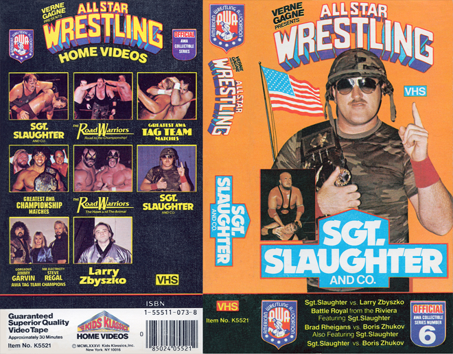 SGT. SLAUGHTER AND CO : ALL STAR WRESTLING, WWF, WWE,  THRILLER, ACTION, HORROR, BLAXPLOITATION, HORROR, ACTION EXPLOITATION, SCI-FI, MUSIC, SEX COMEDY, DRAMA, SEXPLOITATION, VHS COVER, VHS COVERS, DVD COVER, DVD COVERS
