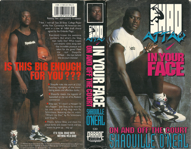 SHAQ ATTACK IN YOUR FACE VHS COVER, VHS COVERS
