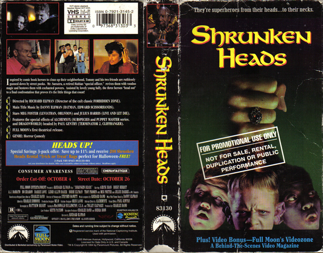 SHRUNKEN HEADS, VINCENT PRICE, HORROR, ACTION EXPLOITATION, ACTION, HORROR, SCI-FI, MUSIC, THRILLER, SEX COMEDY,  DRAMA, SEXPLOITATION, VHS COVER, VHS COVERS, DVD COVER, DVD COVERS