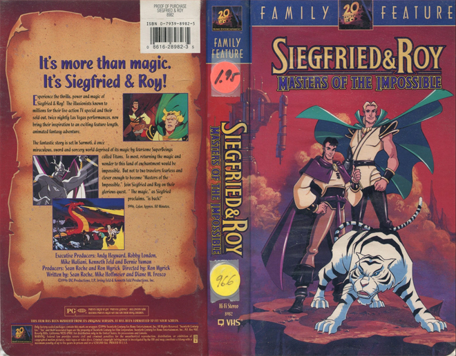SIGFRIED AND ROY : MASTERS OF THE IMPOSSIBLE, ACTION, HORROR, BLAXPLOITATION, HORROR, ACTION EXPLOITATION, SCI-FI, MUSIC, SEX COMEDY, DRAMA, SEXPLOITATION, VHS COVER, VHS COVERS, DVD COVER, DVD COVERS