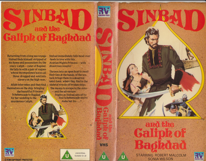 SINBAD AND THE GALIPH OF BAGHDAD VHS COVER
