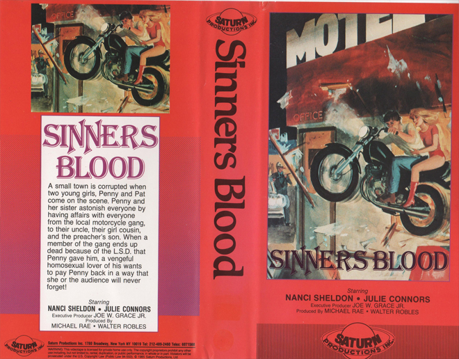 SINNERS BLOOD VHS, ACTION VHS COVER, HORROR VHS COVER, BLAXPLOITATION VHS COVER, HORROR VHS COVER, ACTION EXPLOITATION VHS COVER, SCI-FI VHS COVER, MUSIC VHS COVER, SEX COMEDY VHS COVER, DRAMA VHS COVER, SEXPLOITATION VHS COVER, BIG BOX VHS COVER, CLAMSHELL VHS COVER, VHS COVER, VHS COVERS, DVD COVER, DVD COVERS