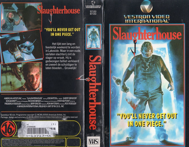 SLAUGHTERHOUSE VESTRON VIDEO INTERNATIONAL VHS COVER